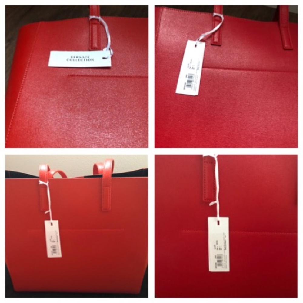VERSACE Collection-AUTHENTIC (NWT) Large Red Saffiano Leather TOTE - Picture 4 of 8